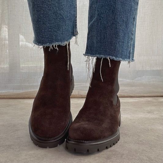 Bottines Chelsea Femme Tamaris en Cuir Daim Chocolat