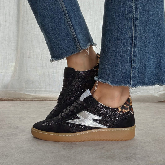 Basket femme LEE E470 pailletée en cuir – Semerdjian - Noir