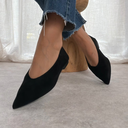 Ballerines femme Corina noires pointues 2-en-1