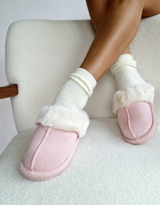 Pink furry slippers