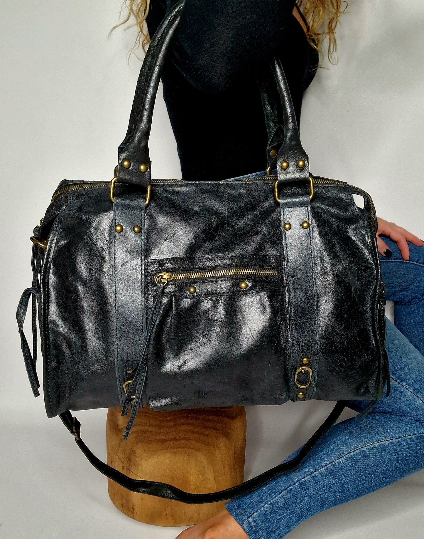 Sac Balou cuir grand modèle 100% cuir Noir