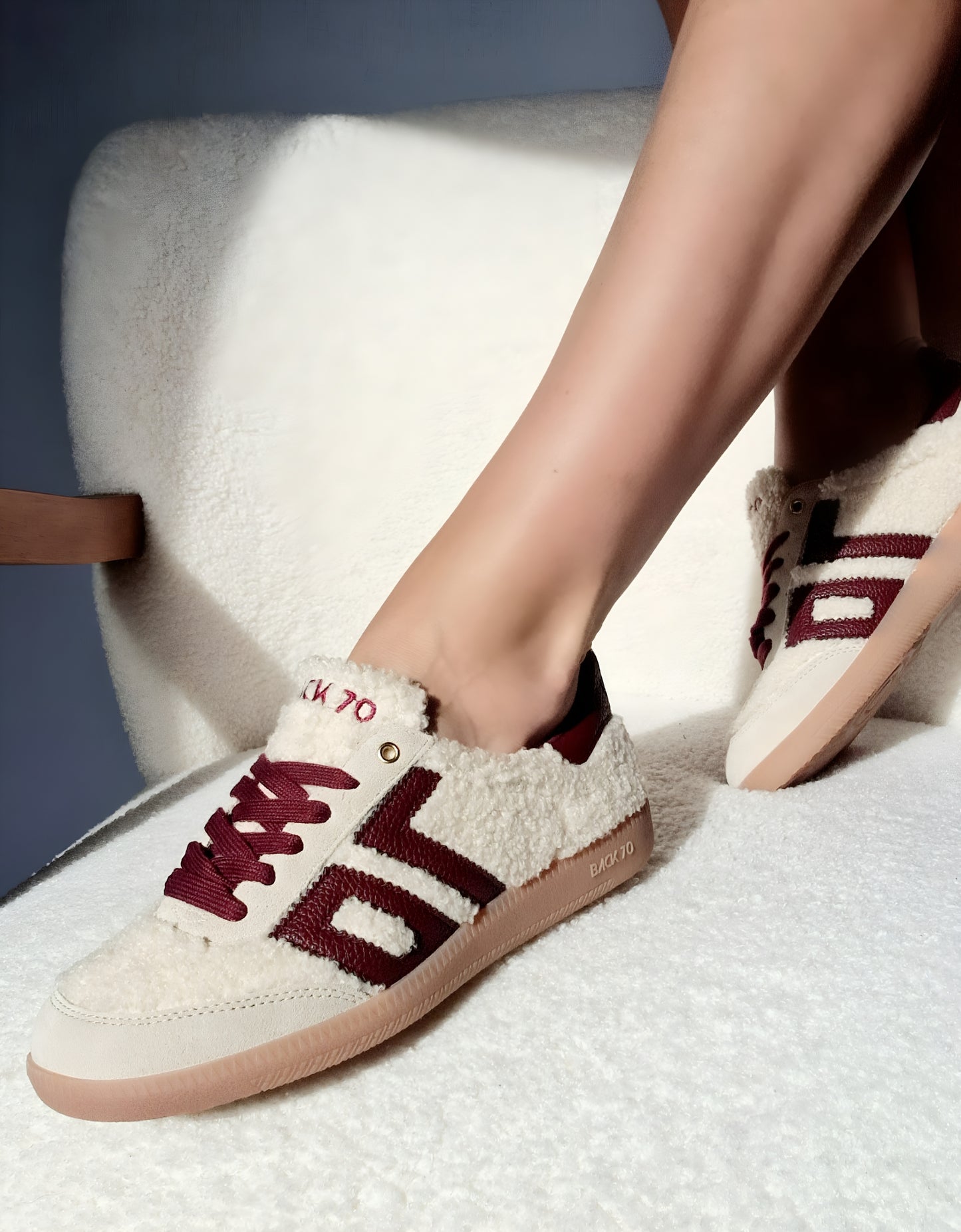 Back 70 ecru bouclette sneakers