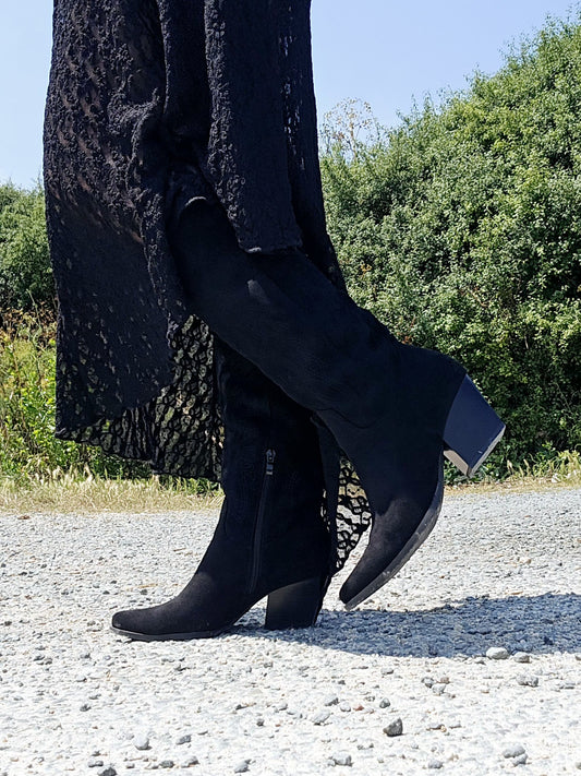 Bottes santiags brodées Noir