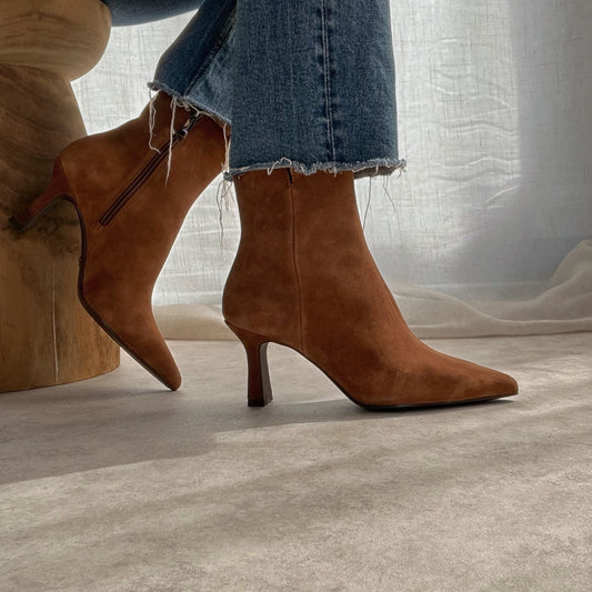 Bottines Tamaris Femme Daim Cognac Bout Pointu