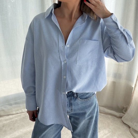 ✨ Chemise rayée – Bleu ciel