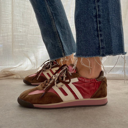 Basket femme Back 70 Rocket Rose & Camel en cuir et velours