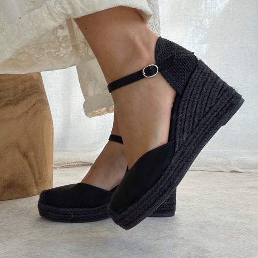 Sandales compensées femme bout fermé – confort & maintien – style espadrille chic