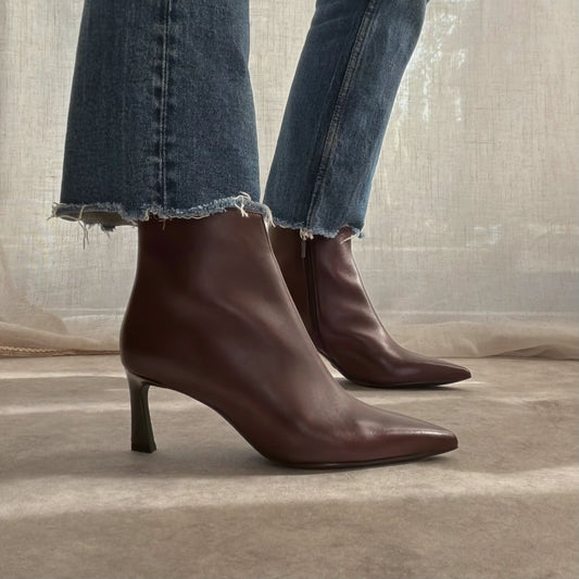 Bottines Femme Tamaris Cuir Bordeaux Talon 7 cm