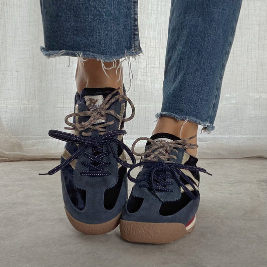 Baskets femme Utah MRP velours Bleu marine