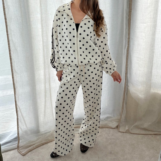 ✨ Jogging à pois – Blanc & noir