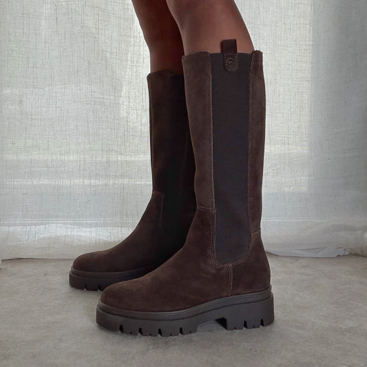 Bottes Chelsea Femme Tamaris Cuir Velours Chocolat