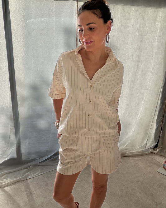 Ensemble rayé crème Chemise & Short