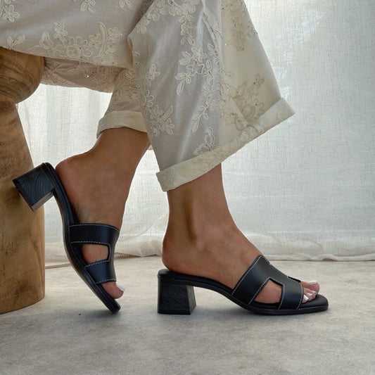 Mules à talon cuir femme – confort & maintien élégant
