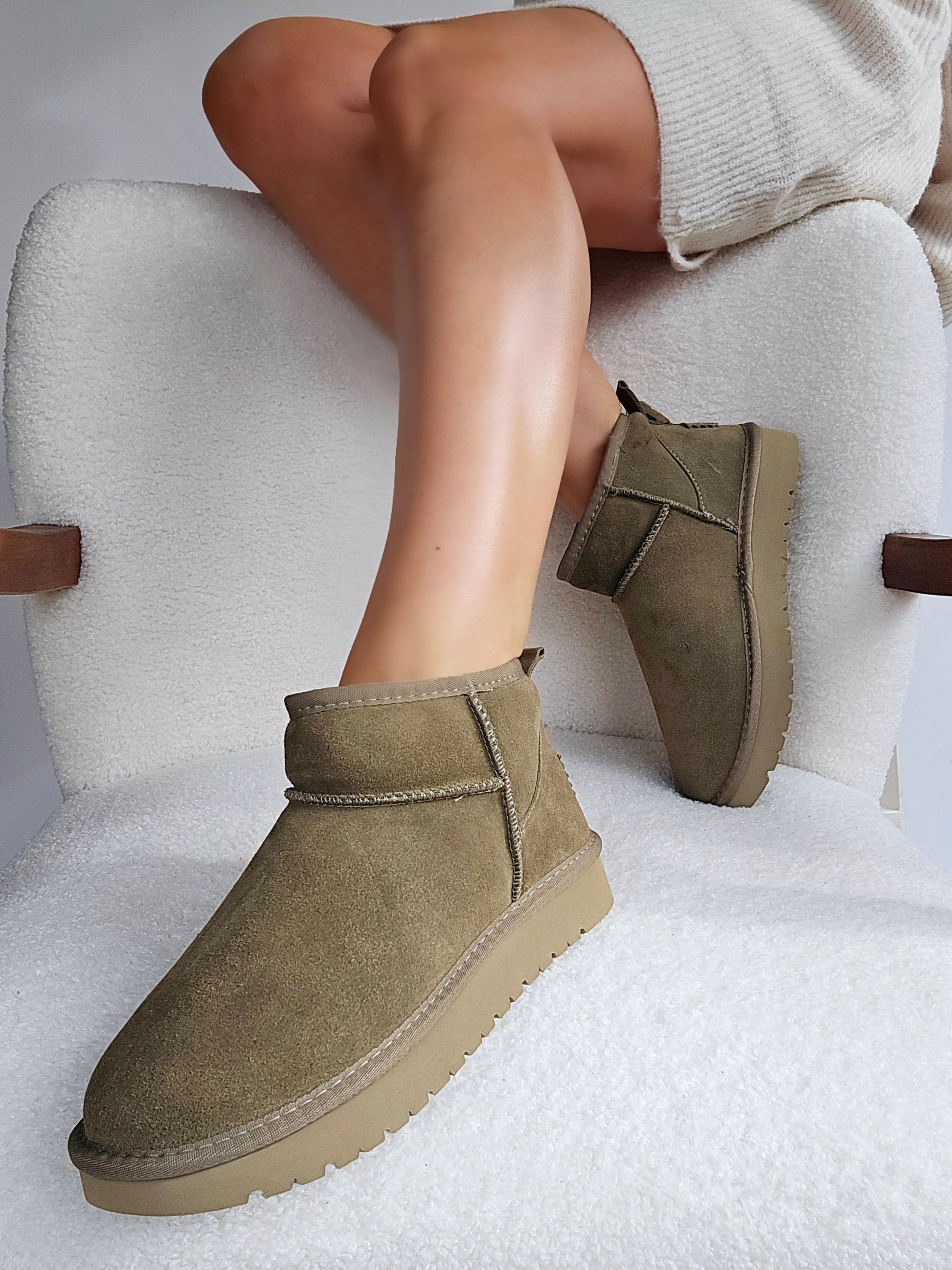 Boots plate-forme en cuir kaki, doublure fourrée – Alliez mode et chaleur