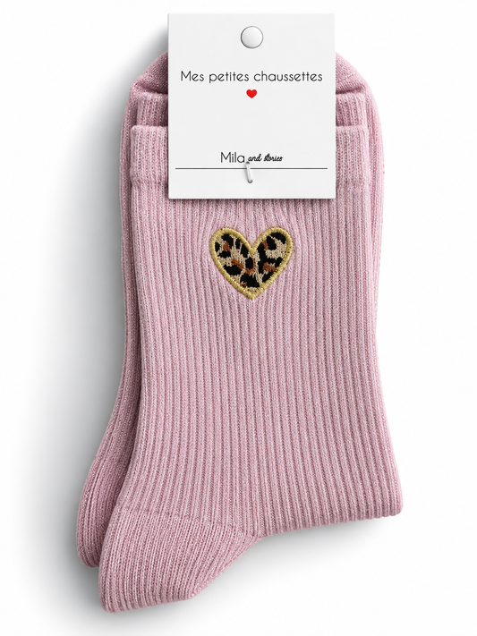 CHAUSSETTES COEUR LEOPARD