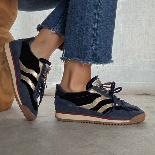 Baskets femme Utah MRP velours Bleu marine