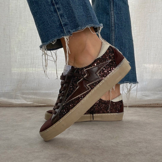 Basket femme chocolat à paillettes Corina – Éclair chocolat