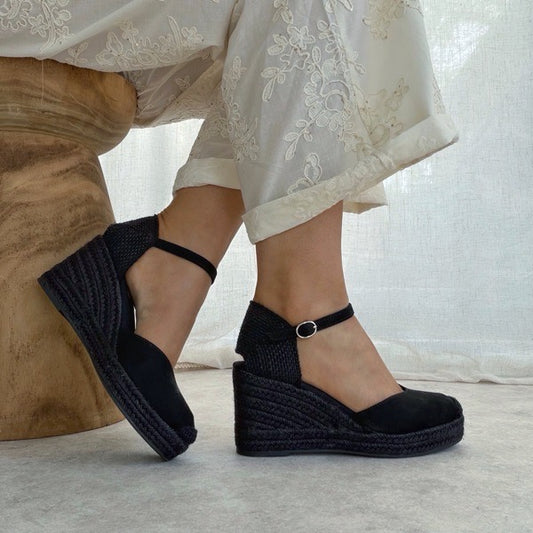 Sandales compensées femme bout fermé – confort & maintien – style espadrille chic