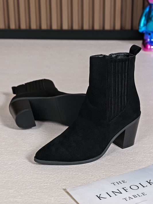 Black pointed toe ankle boots