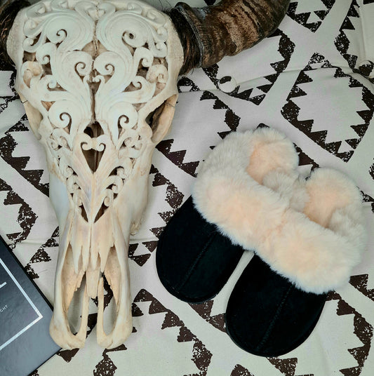 Pantoufles mules fourrées Noir