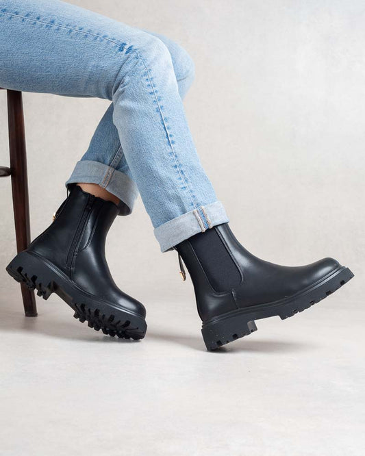 Boots chelsea noires – semelle épaisse crantée