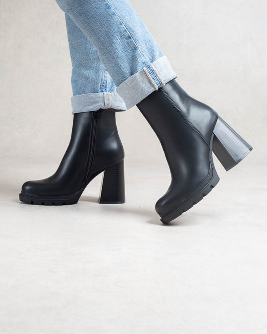 Bottines femme talon haut – petit plateau avant Noir