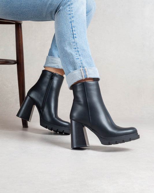 Bottines femme talon haut – petit plateau avant Noir