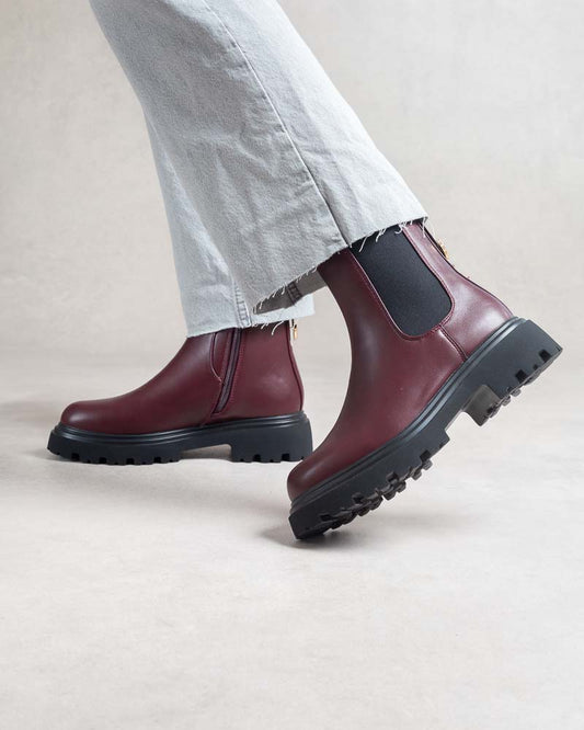 Boots chelsea bordeaux – semelle épaisse crantée
