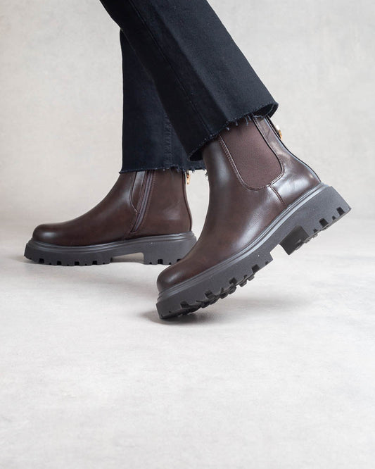 Boots chelsea marron – semelle épaisse crantée