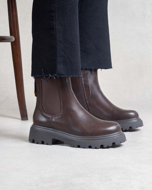 Boots chelsea marron – semelle épaisse crantée