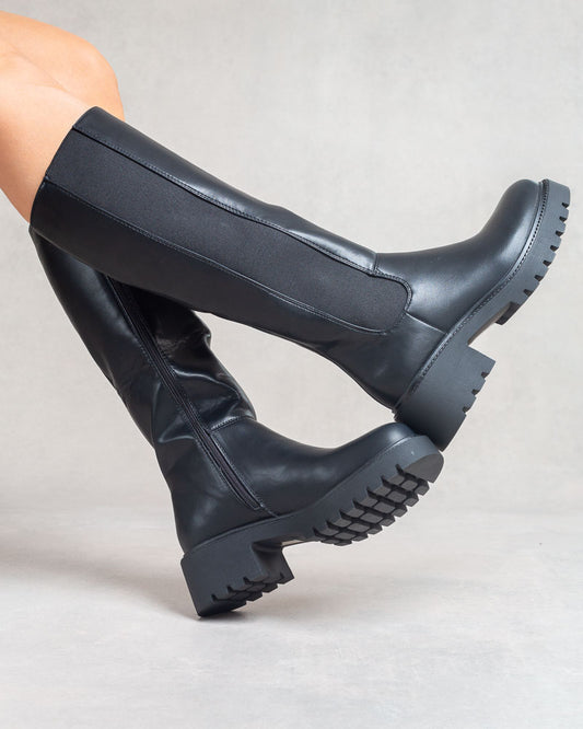 Bottes hautes élastiquées – Semelle crantée Noir
