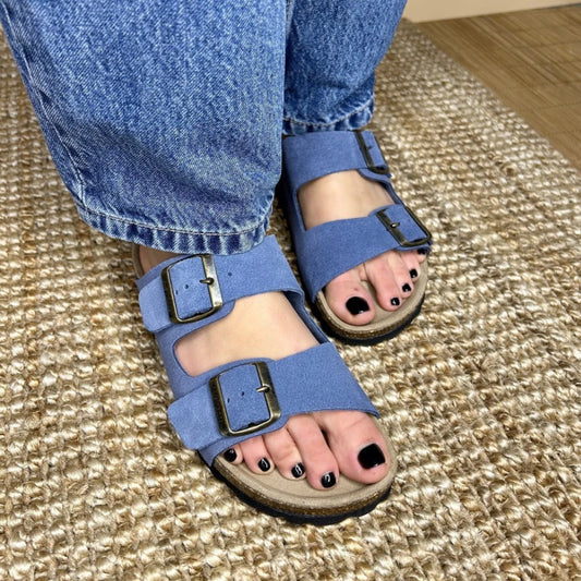 Mules Joy Cuir Pastelle Paris Bleu jean