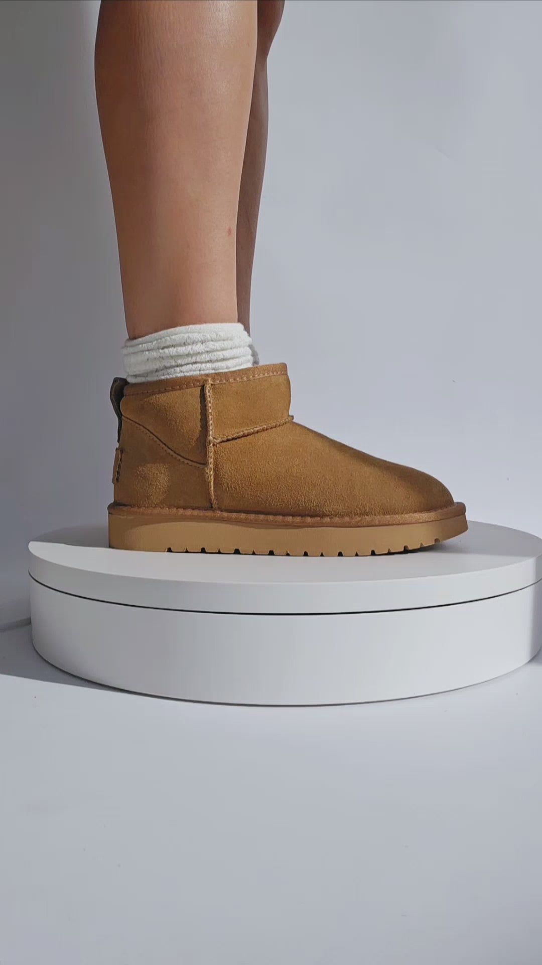 Boots fourrées Cuir ultra-mini Camel