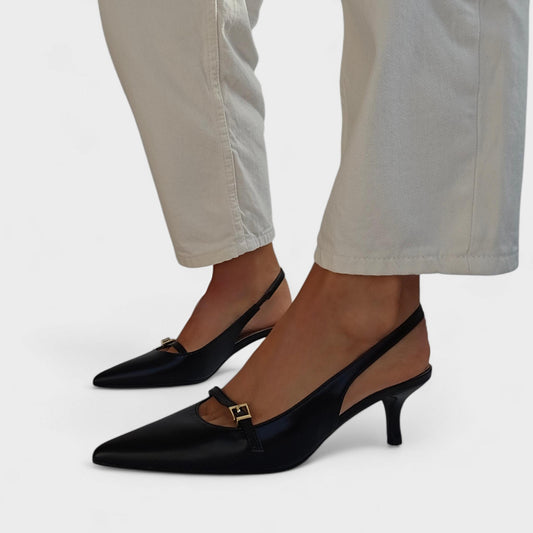 Escarpins slingback bout pointu – Noir