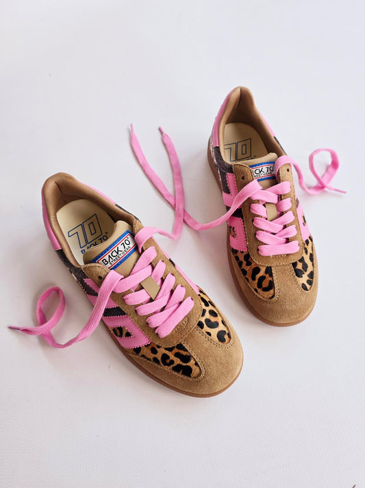 Baskets Back70 cloud Léopard & Zèbre Rose