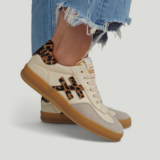 Baskets Another Trend – Blanc crème & léopard
