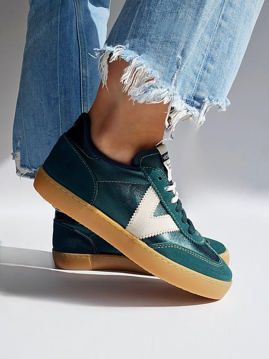 Baskets Victoria BERLÍN CICLISTA effet cuir & cuir tendu Vert