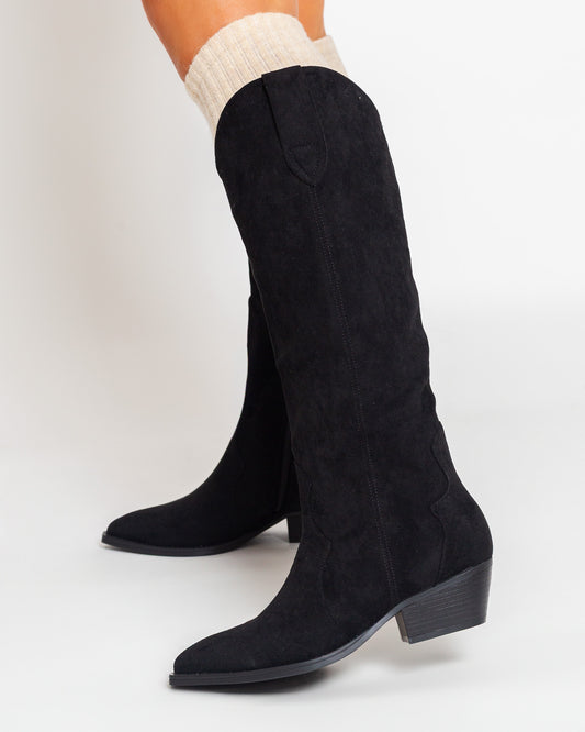 Bottes santiags femme western chic avec petit talon Noir