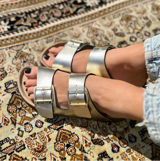 Mules Joy Cuir Pastelle Paris Doré