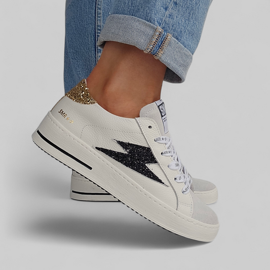 Baskets Semerdjian Maya D378 Blanc & glitter Noir
