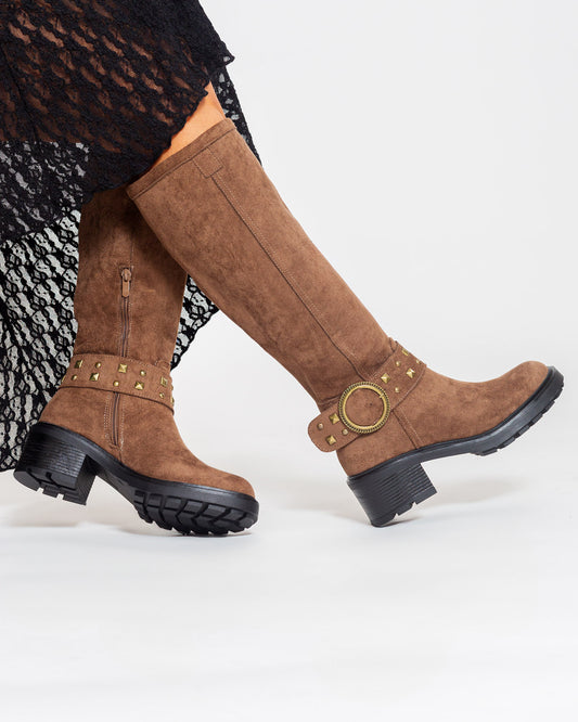 Bottes suédine à boucle - Antea S/M Taupe