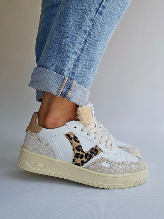 Baskets Victoria - Seùl Leopard & languette sherpa