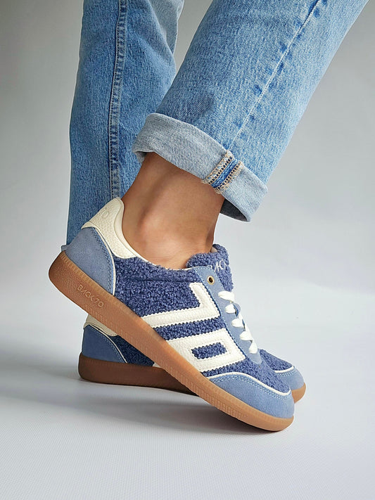 Baskets Back70 cloud bouclette Bleu clair & Blanc