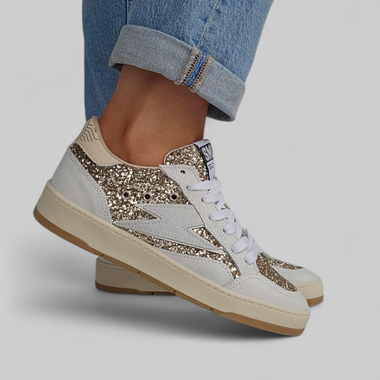 Baskets Semerdjian Dany D346 Glitter Doré & Détails Gris Clair