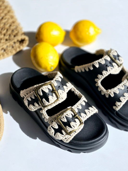 Mules double brides Eva Noir