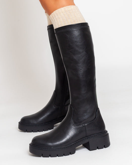 Bottes semelle crantée mi-haute Noir