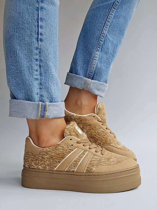 Basket semelle plate-forme extra légère effet texturé ultra doux Taupe