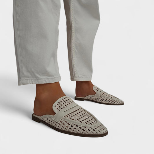 Mules mocassin tressées beige – légères et confortables