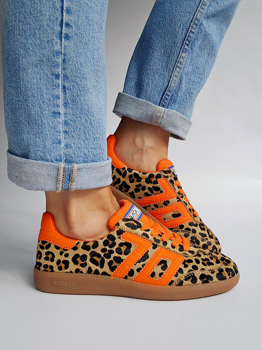 Baskets Back70 cloud Léopard & Orange