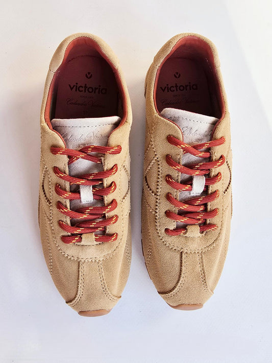 Baskets Victoria ASTER cuir fendu Caramel